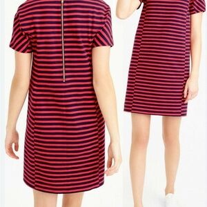 J. Crew Red and Blue Sheath Dress Crew Neck Short Sleeve